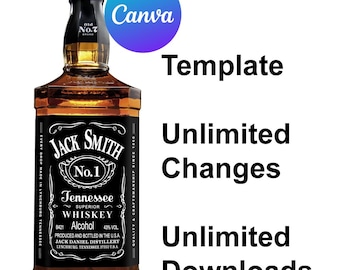 Jack Daniels Whiskey Label Canva Template (Digital Download) 750ml size