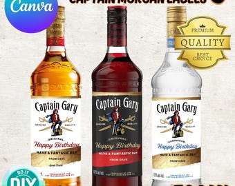 Captain Morgan Label Template Bundle: Spiced, Dark, White Rum (Canva, Digital Download)