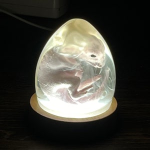 Custom Crafted Velociraptor Embry Egg - 3D Printed And Resin Velociraptor Egg Statue With LED Light Base