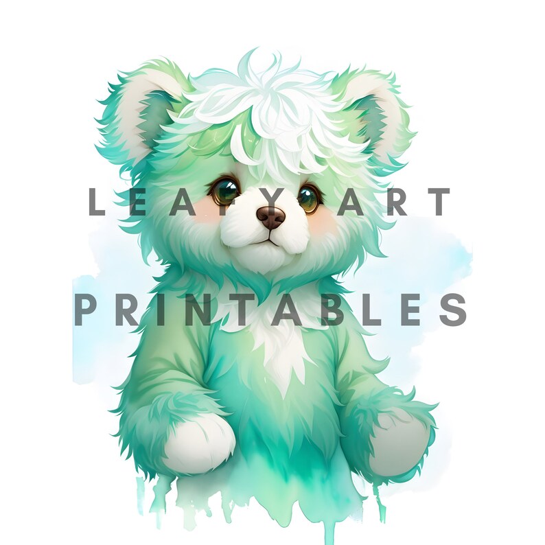 Cute Green Teddy Bear Clipart Pack 10 High Quality Jpgs - Etsy