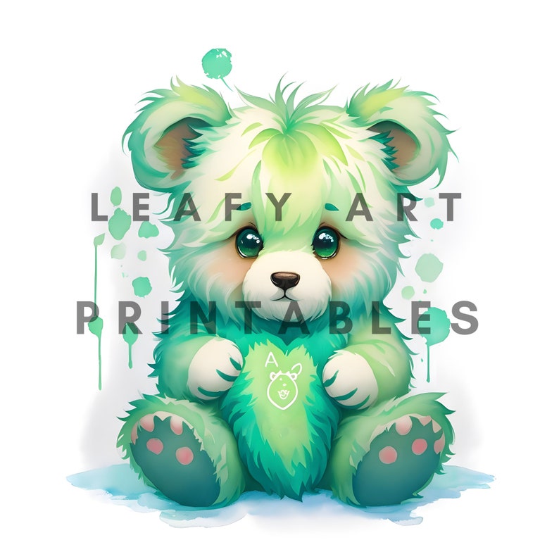 Cute Green Teddy Bear Clipart Pack 10 High Quality Jpgs - Etsy