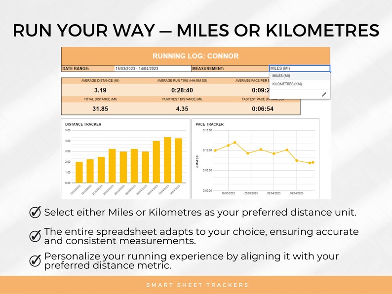 SIMPLE Digital Running Log Template for Google Sheets - Orange ...