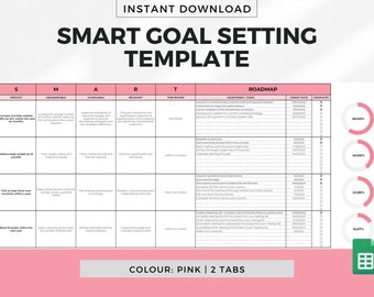 SMART Goal Setting Template for Google Sheets - Blue, Goal Planner ...