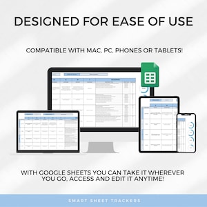 SMART Goal Setting Template for Google Sheets - Blue, Goal Planner ...