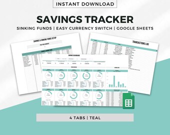 Savings Tracker Spreadsheet Google Sheets, Sinking Funds, Budget Planner, Budget Spreadsheet, Savings Template, Savings Spreadsheet