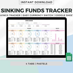 Sinking Funds Tracker Spreadsheet for Google Sheets, Savings Tracker Dashboard, Finance Planner, Sinking Funds Worksheet, Personal Finance