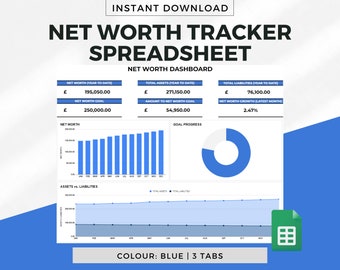 Net Worth Tracker Spreadsheet Template for Google Sheets, Personal ...