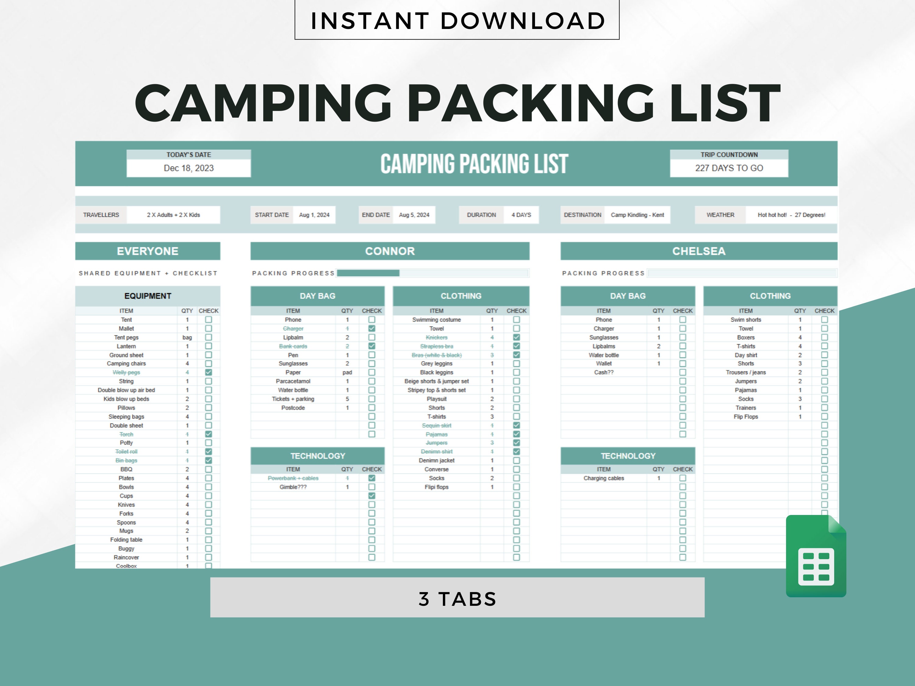 Hiking camping packing list sale