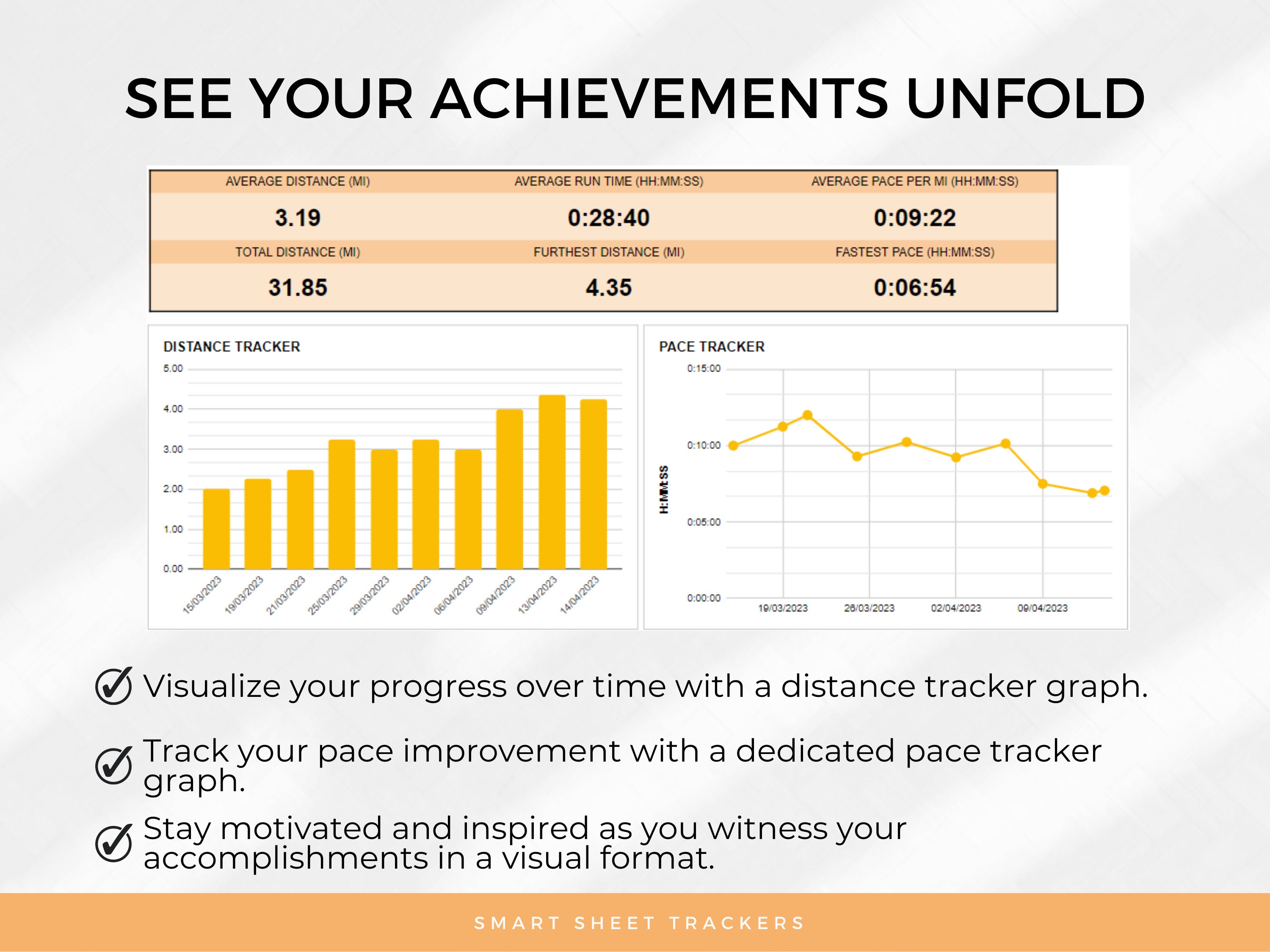 SIMPLE Digital Running Log Template for Google Sheets Orange