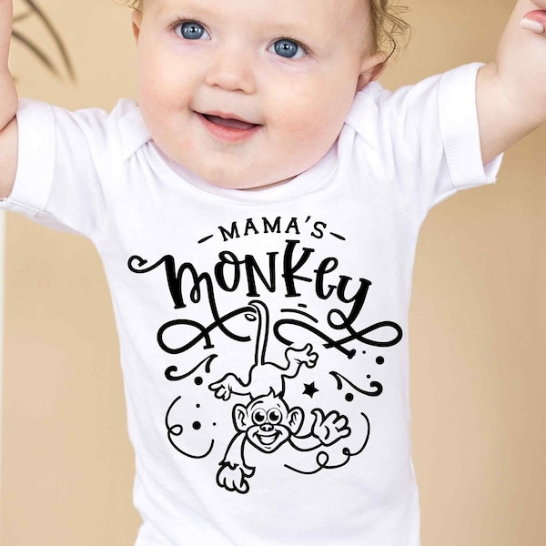 Mama's Little Monkey: A Heartwarming Tale of Motherhood and Mischief, Editable Layered Cricut Cut File SVG + PNG + JPEG + Ai + GiF + EpS