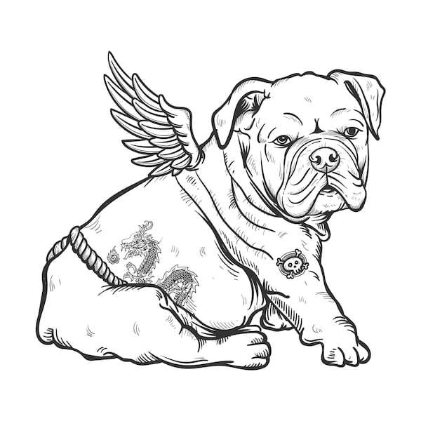 Angel Rock Star Boston Terrier, Boston Bull Terrier, Layered Cricut Design Cut Files SVG + PNG + Ai + Eps + Pdf Clip Art & Image Files