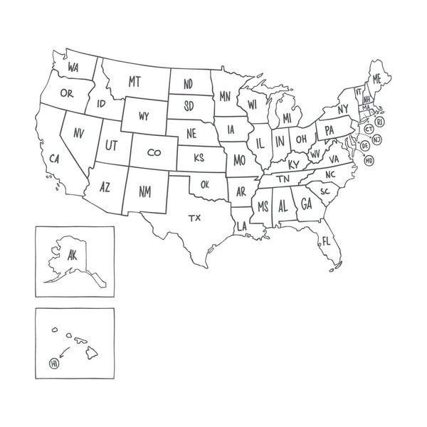 USA States Outline Map, United States of America Map, Editable Layered,  Cricut Design Cut Files SVG + PNG + GiF + Jpeg + Ai + Eps