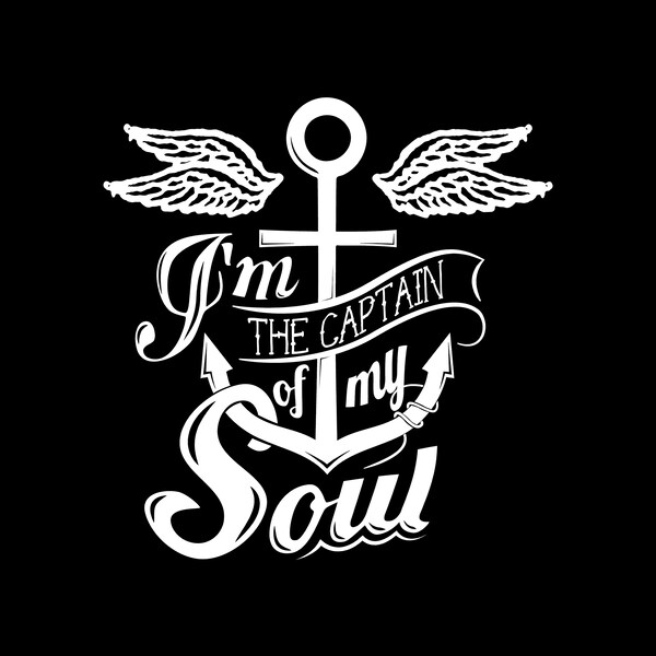 I'm The Captain of My Soul, Nautical Quotes Winged  Anchor Design, Layered Cut File SVG + PNG + Ai + EpS + JPG Cricut Design Space File