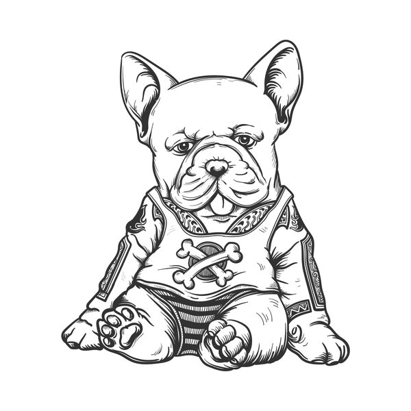 Rock Star Baby Boston Terrier, Boston Bull Terrier, Layered Cricut Design Cut Files SVG + PNG + Ai + Eps + Pdf Clip Art & Image Files