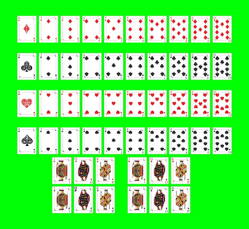 Printable 52 Playing Cards Poker Cards Full Deck Playing - Etsy