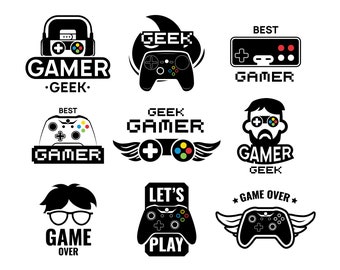 Geek Bundle, Best Gamer Geek, Let's Play, Game Over, Editable Layered Cut Files SVG + PNG + JPEG + EpS + GiF + Ai Cricut Design Space files