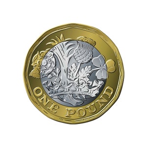 One Pound Coin, Layered Cricut Design Cut File SVG + PNG + Ai + Eps + JPEG + Pdf Clip Art & Image Files