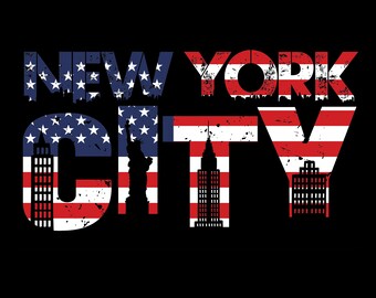 American Flag New York City Silhouette Layered Cut Files SVG + PNG + JPEG + GiF Cricut Design Space files