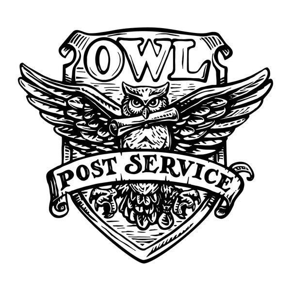 Owl Post Service, Owl Post Office  Cut Files SVG + PNG + JPEG + GiF Cricut Design Space files