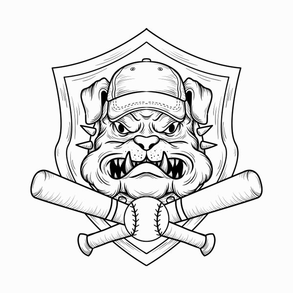 Bulldog Baseball Logo, Bulldog Pride, Layered Cricut Design Cut Files SVG + PNG + Ai + EPS + Jpg Digital Download Image Files