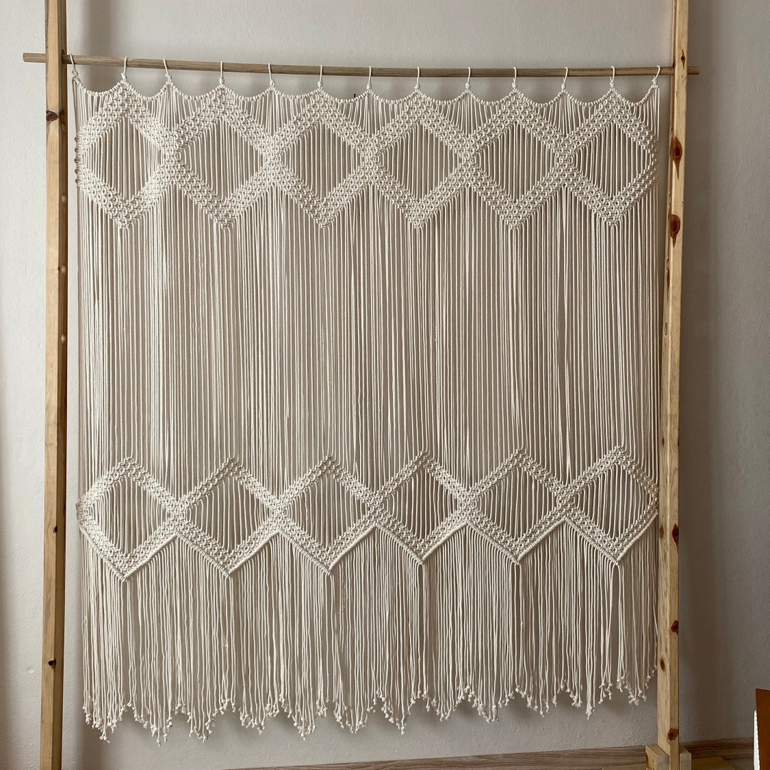 Macrame Room Divider Geometric Macrame Macrame Window and Etsy