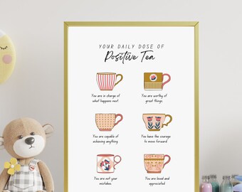 Affirmations Poster for Kids: Positive Tea Print (Digital Download)