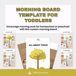 Cartes et graphiques du tableau du matin, tableau de routine pour tout-petits, modèle d'affiche d'apprentissage du calendrier quotidien préscolaire, activité de travail matinal à l'école à la maison
