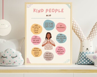 Kind People Poster: Growth Mindset Classroom Art (Digital Download)