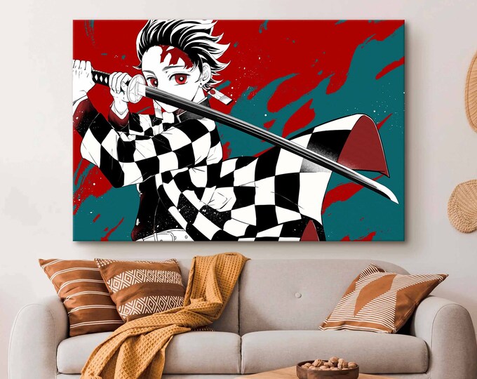 Anime Poster, Sword Drawing Anime, Kawaii Canvas, Japanese Anime Manga Canvas, Cartoon Poster, Japan Area Canvas, Kawaii Art Print