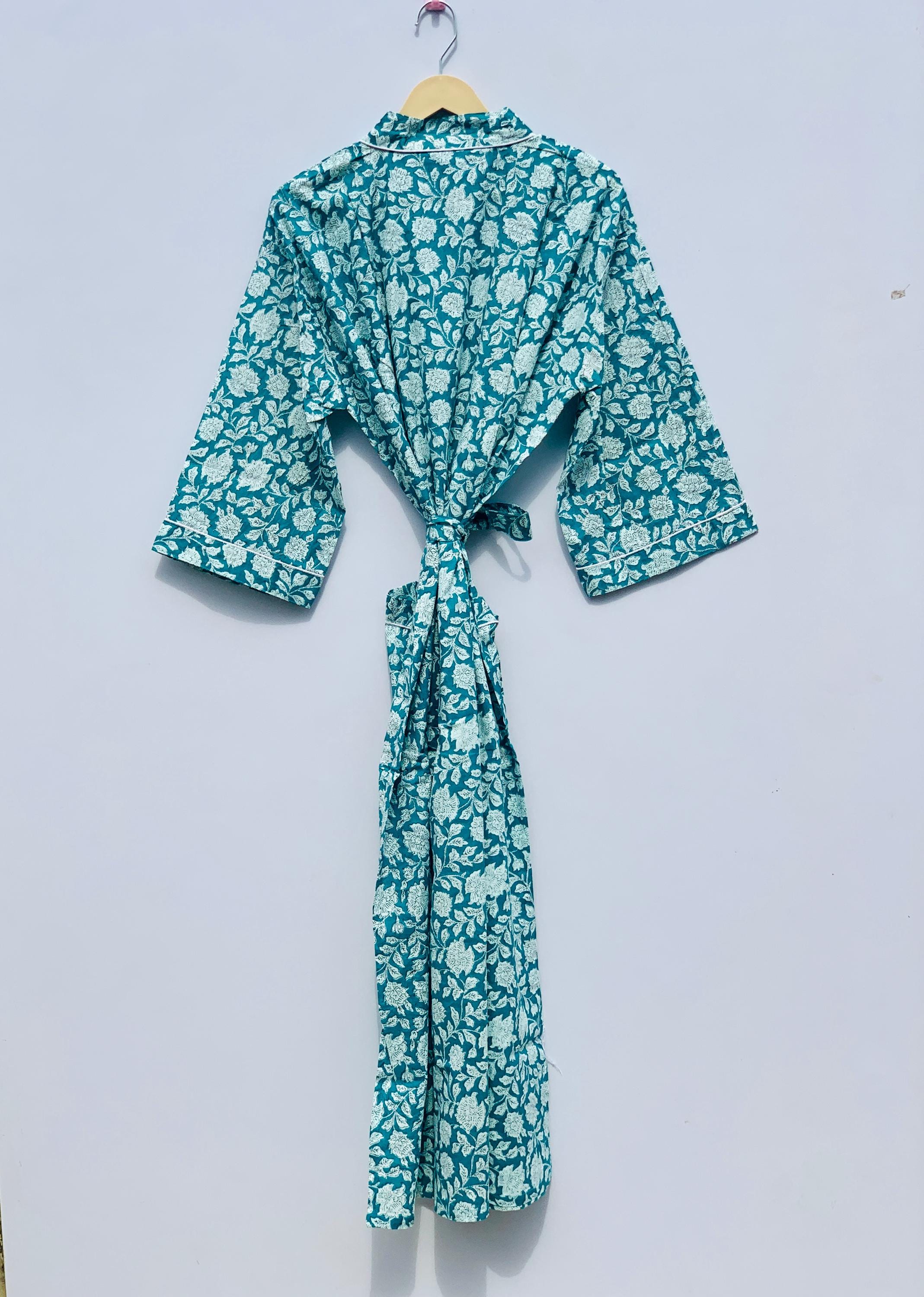 Cooling Robe Lightweight Cotton Kimono Robe | Summer Dressing Gown | Floral Beach ...