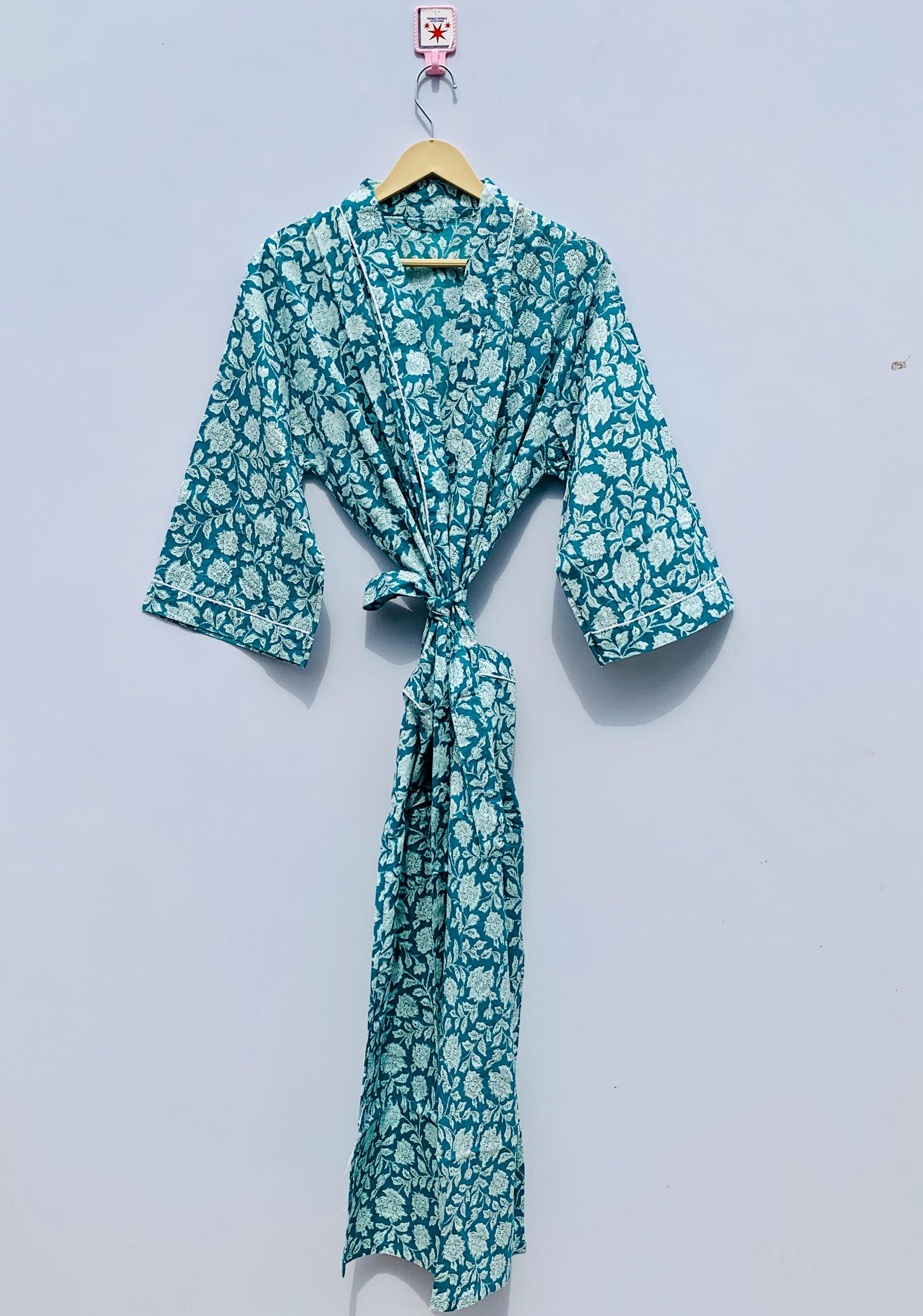 Cooling Robe Lightweight Cotton Kimono Robe | Summer Dressing Gown | Floral Beach ...