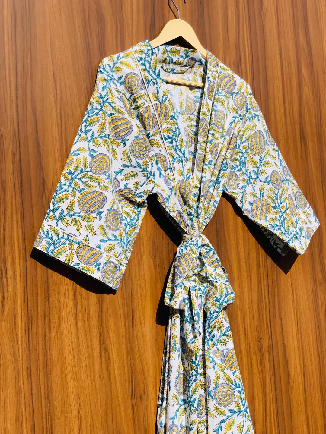 Boho Cotton Mandala Pattern Kimono Robe for Yoga Lovers