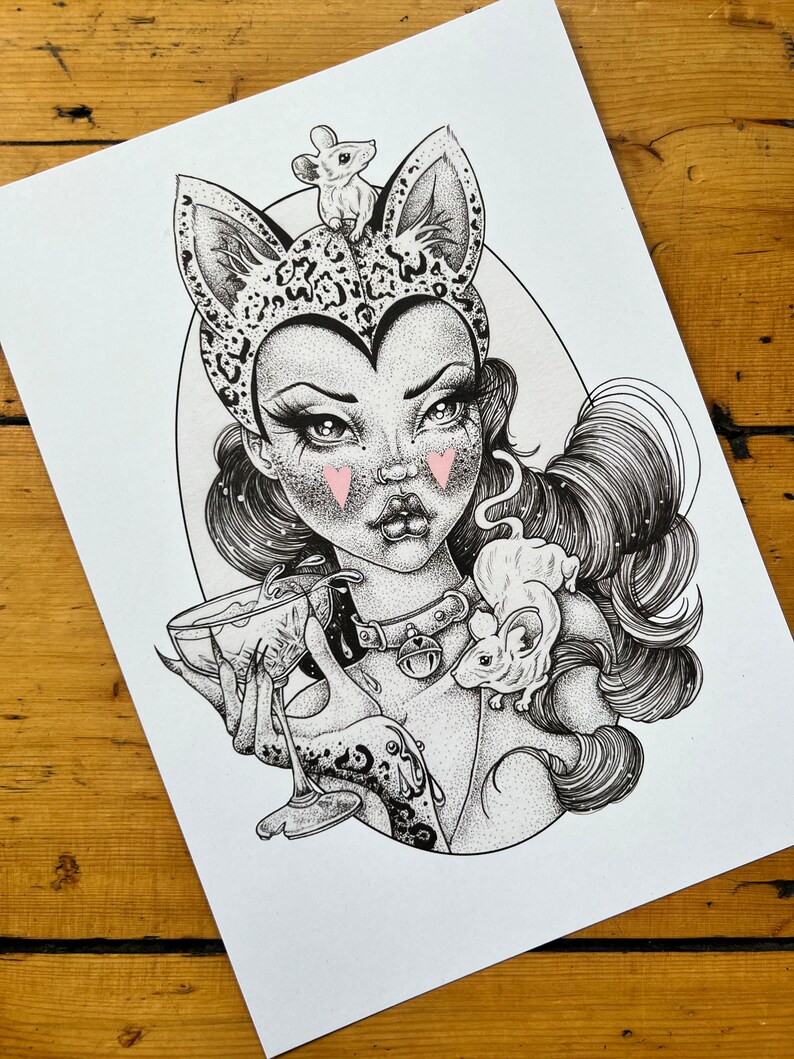 KITTY CAT JANE Pin up Print A4 - Etsy Australia