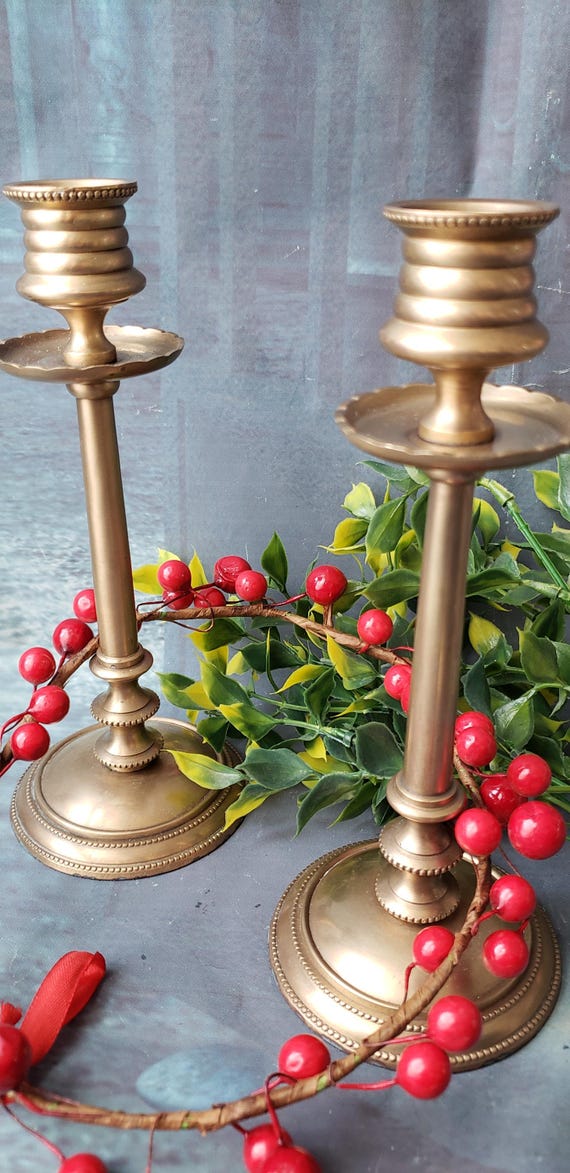 Vintage brass candlesticks pair
