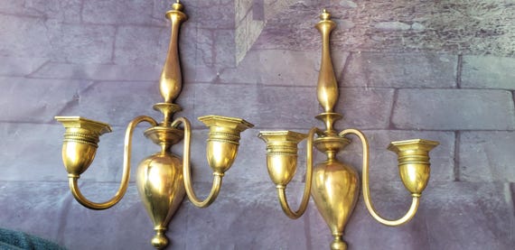 Vintage brass sconces- repaired - Please read description as these are  non standard