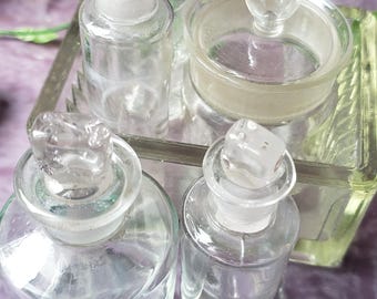 Vintage / antique apothecary/ lab bottles and slide staining box