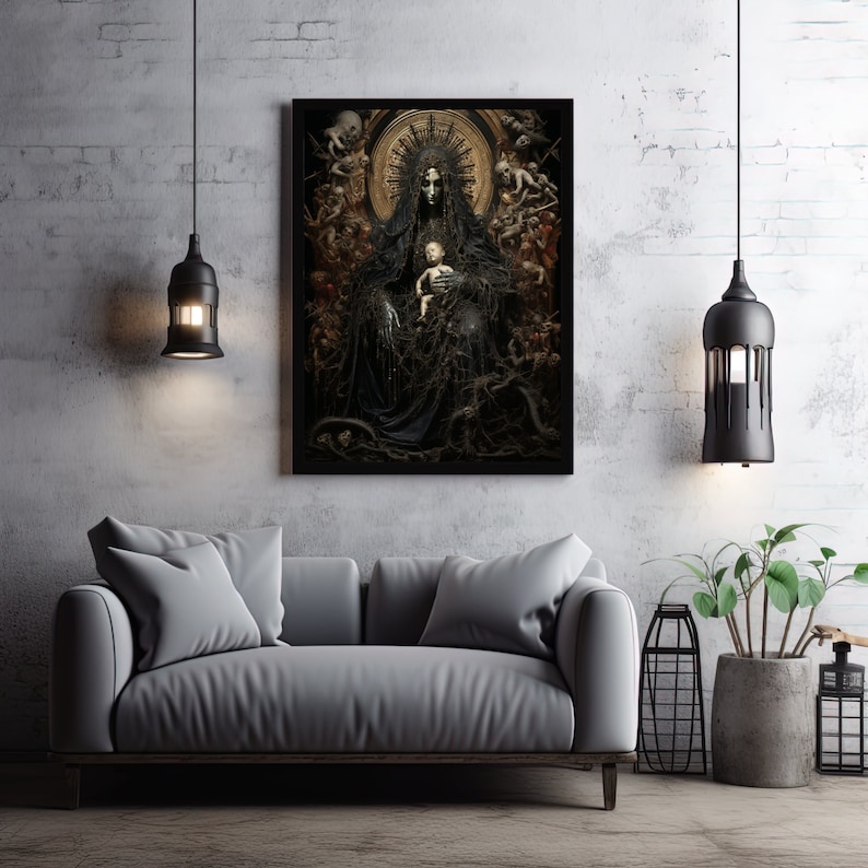 Corruption of Holy, Religious Art, Gothic Wall Art, Home Decor, Horror