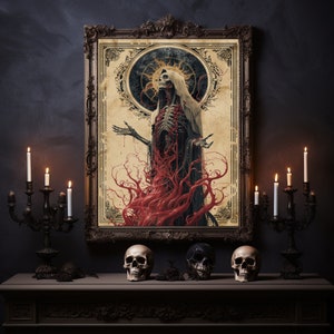 Die Heilige Mutter des Todes, Religiöse Kunst, Gothic Wandkunst, Wohnkultur, Horror Poster, Dark Art