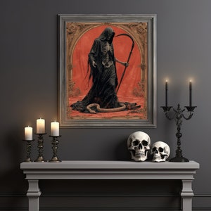 Grim Reaper And The Snake, Grim Reaper Print, Wall Art, Home Decor, Horror Poster, Dark Art image 2
