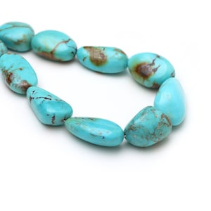 Natural Arizona Turquoise Smooth Tumble Beads, 13.5x18.5 to 15x23 mm, Sleeping Beauty, 8 Inches/ 17 Inches Strand, Price Per Strand