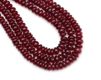 Longido Ruby Glatte Rondelle Perlen, 5 mm bis 7 mm, Rubin Schmuckherstellung Perlen, 8 Zoll / 16 Zoll Strang, Preis pro Strang