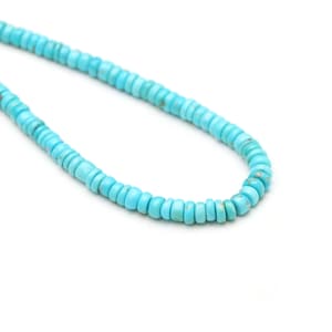 Natural Arizona Turquoise Smooth Rondelle Beads, 3 to 4.5 mm, Sleeping Beauty Jewelry Making Beads, 8 Inches/ 16 Inches, Price Per Strand