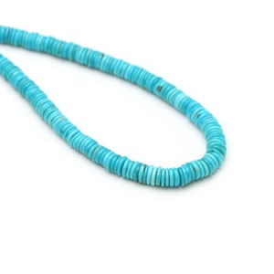 Natural Arizona Turquoise Smooth Tyre Beads, 4 to 4.5 mm, Sleeping Beauty Jewelry Making Beads, 8 Inches/ 16 Inches, Price Per Strand