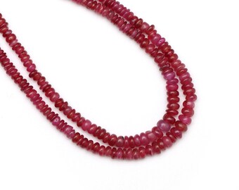 Rondelle lisse rubis Longido, 2 à 4 mm, perles pour fabrication de bijoux en rubis, fil 8 po./ 16 po., prix par fil