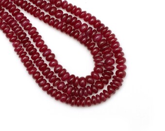 Longido Ruby Glatte Rondelle Perlen, 5 mm bis 7 mm, Rubin Schmuckherstellung Perlen, 8 Zoll / 16 Zoll Strang, Preis pro Strang