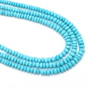 Natural Arizona Turquoise Faceted Rondelle Beads, 4mm to 6 mm, AAA+ Turquoise, Rare Sleeping Beauty Beads, Top Quality, Price Per Strand