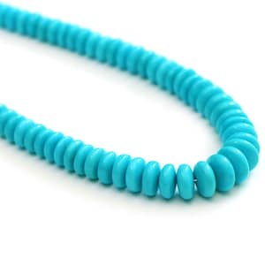 AAA+ Natural Turquoise Smooth Rondelle Beads, 6.5 to 9 mm, Arizona Turquoise, Rare Sleeping Beauty Beads, Price Per Strand