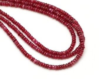 Perles rondes lisses longido rubis, 2,5 mm à 3,5 mm, perles pour fabrication de bijoux en rubis, fil 8 po./ 16 po., prix par fil