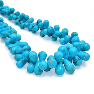 Natural Arizona Turquoise Smooth Drop Beads, Arizona Turquoise Jewelry Making Beads, Sleeping Beauty, 8 Inches/ 16 Inches, Price Per Strand