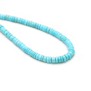 Natural Arizona Turquoise Smooth Rondelle Beads, 3 to 4.5 mm, Sleeping Beauty Jewelry Making Beads, 8 Inches/ 17 Inches, Price Per Strand